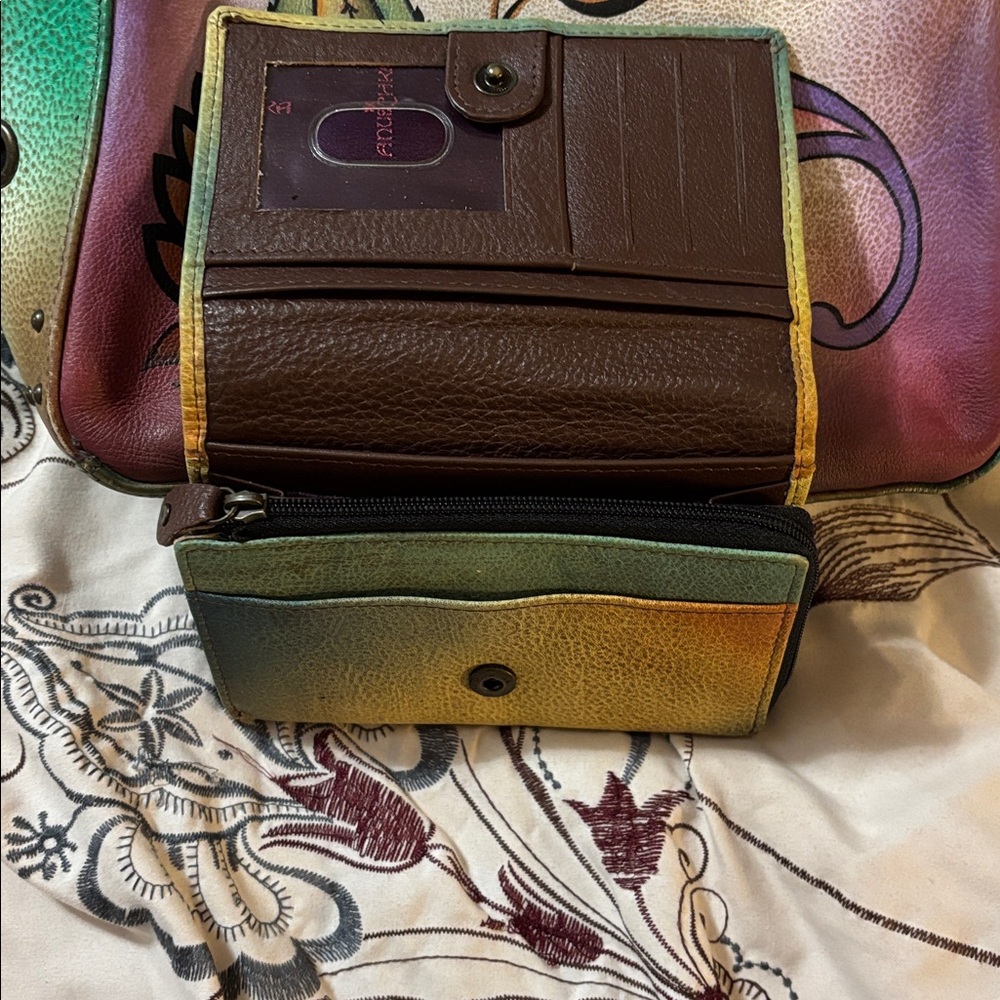 Anuschka Colorful Floral Shoulder Bag and Wallet - Picture 2 of 4